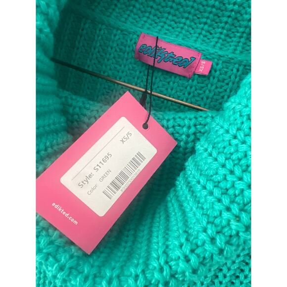 Edikted sweat XS-S over sized Miami Dolphins teal green Christmas holiday NEW - Picture 8 of 9